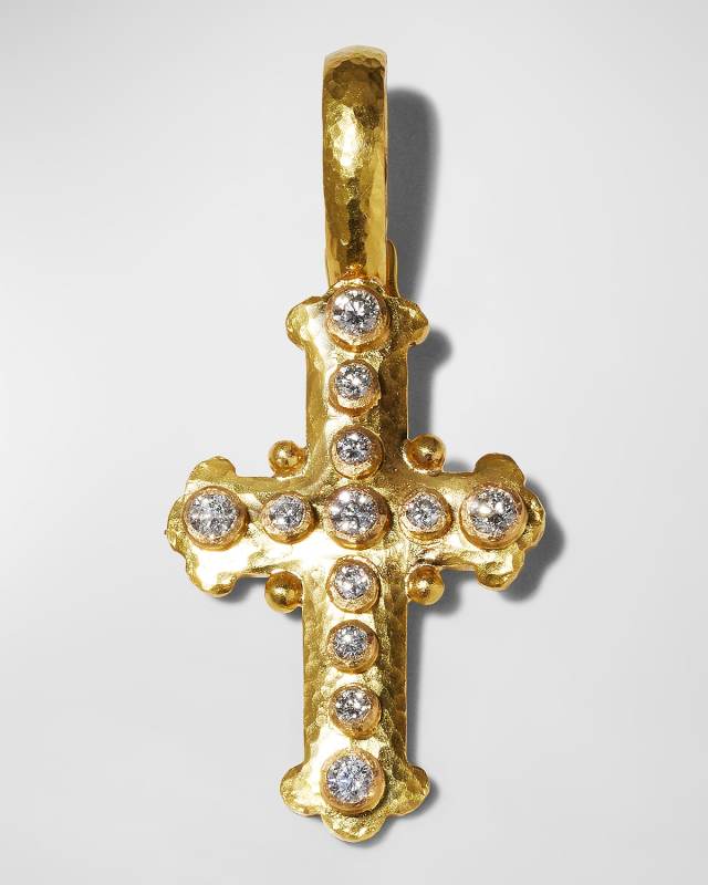19K Gold Diamond Byzantine Cross Pendant