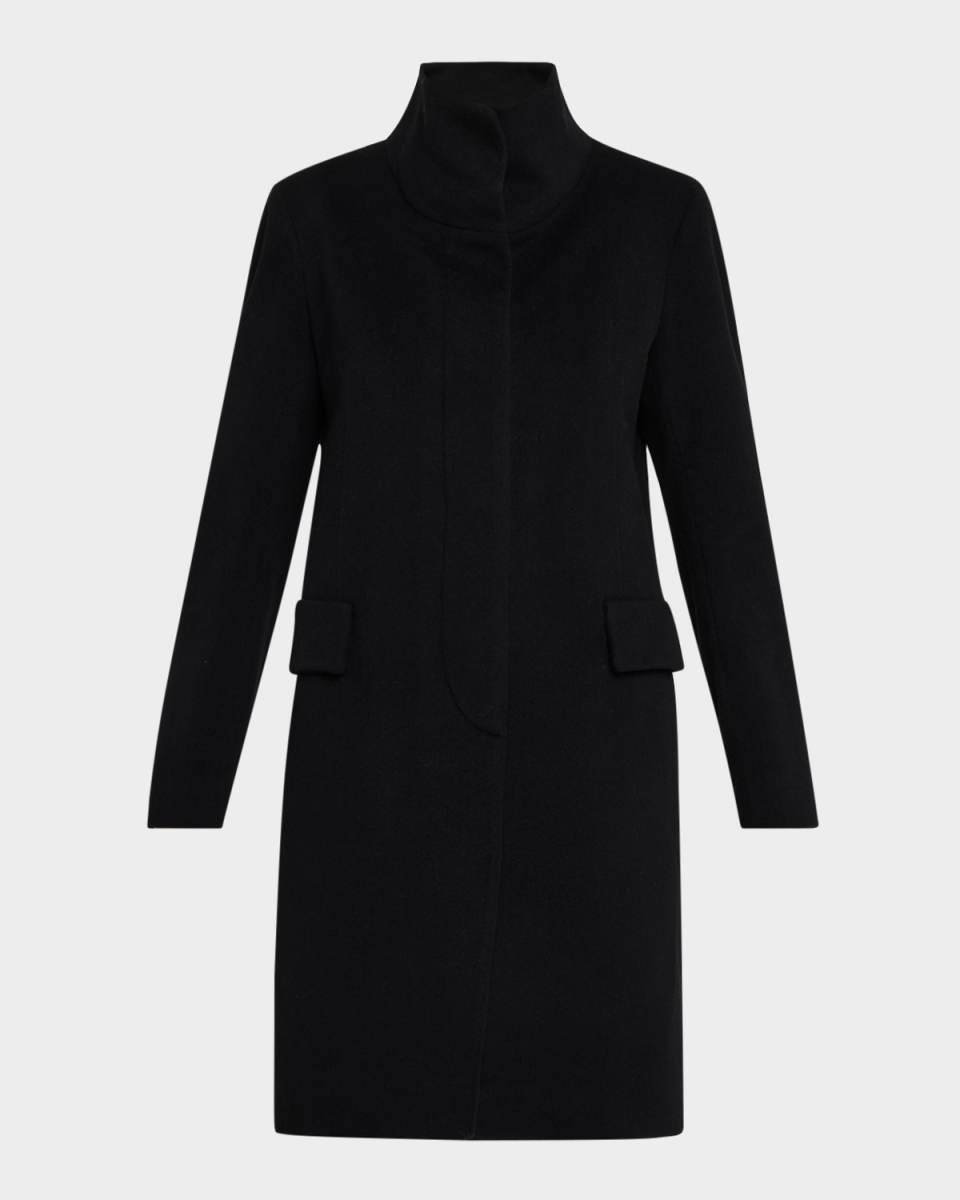 Neo Funnel-Neck Short Wool Coat