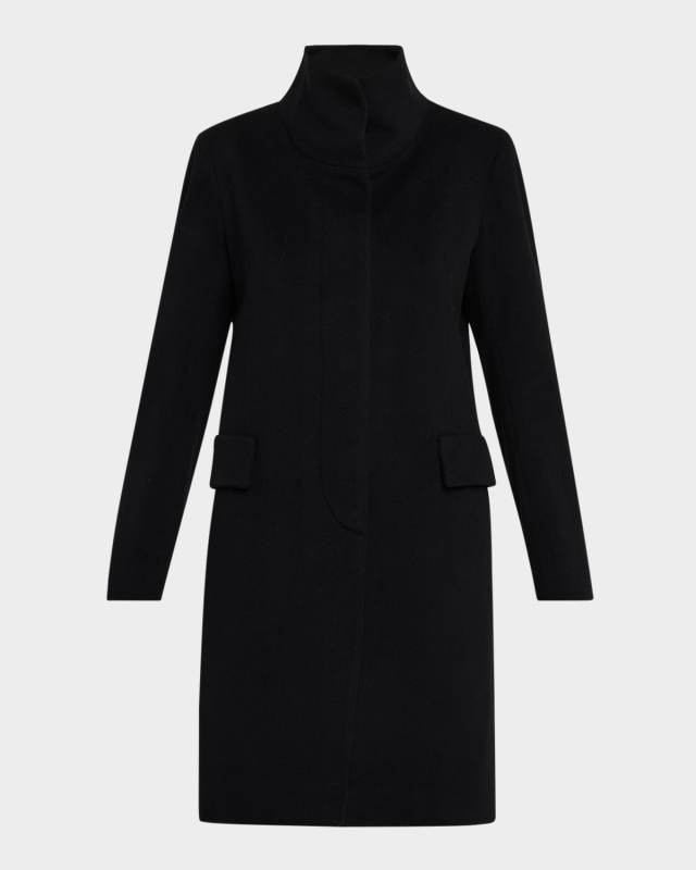 Neo Funnel-Neck Short Wool Coat