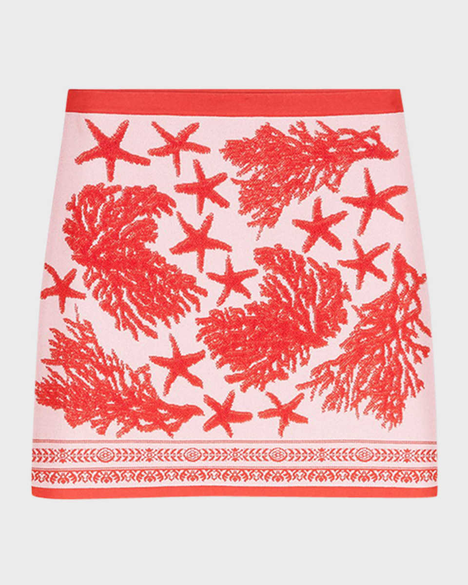 Tresor De La Mer Towel Stitch Jacquard Knit Mini Skirt