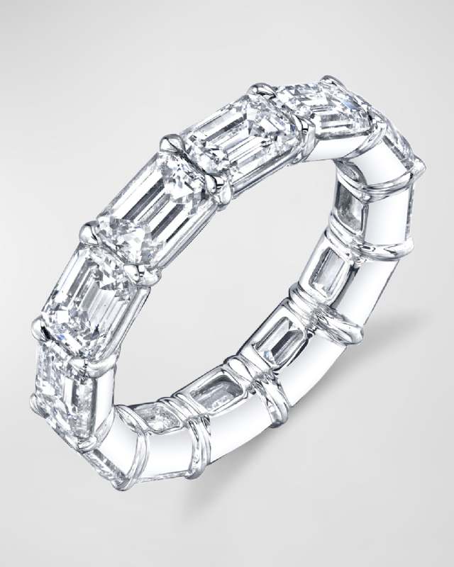 Large Platinum Eternity Band with Horizontal Set Emerald Cut Diamonds, 3.1ct