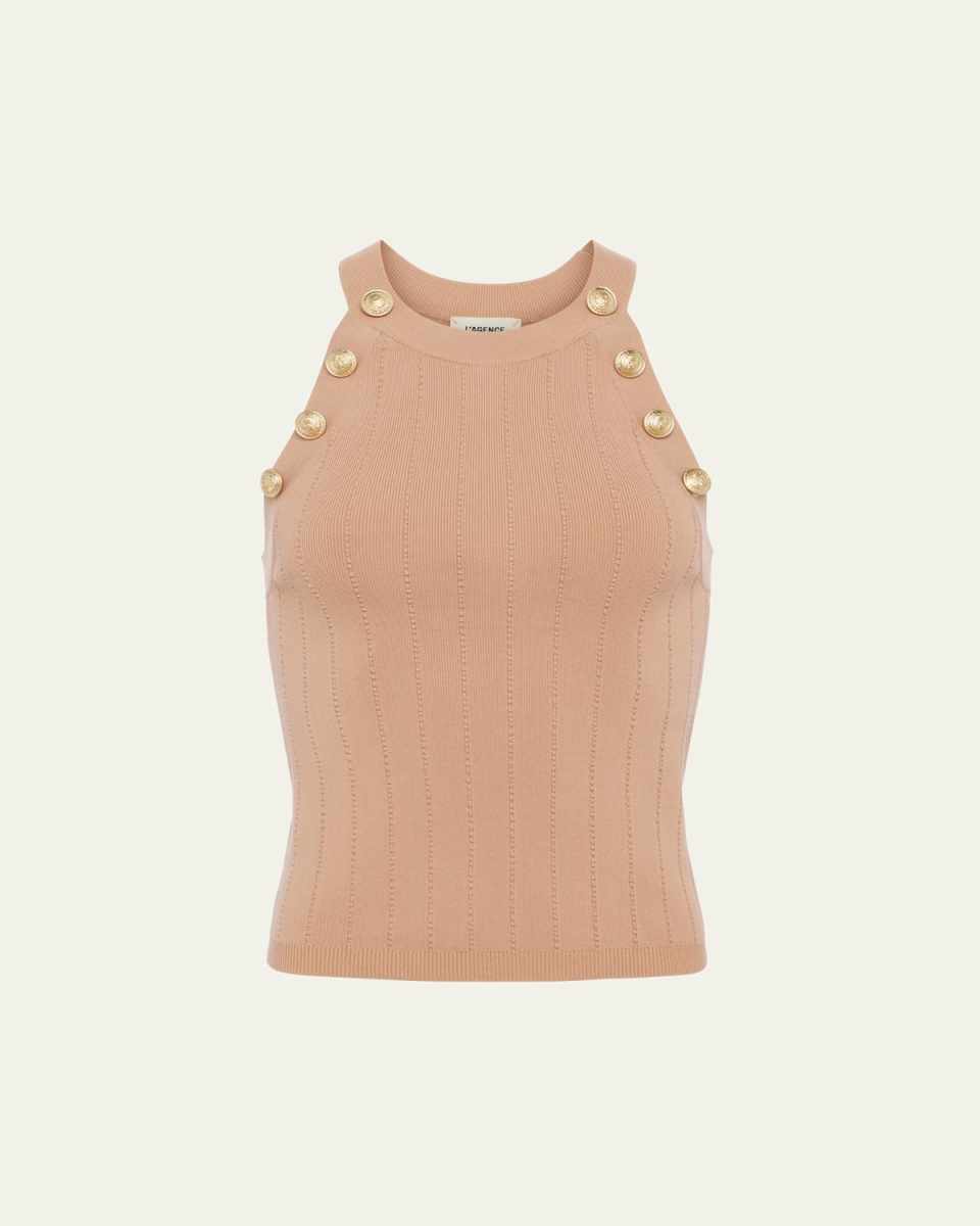 Rosemary High-Neck Button Tank Top