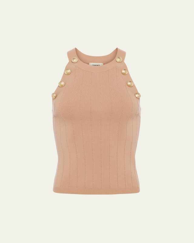 Rosemary High-Neck Button Tank Top