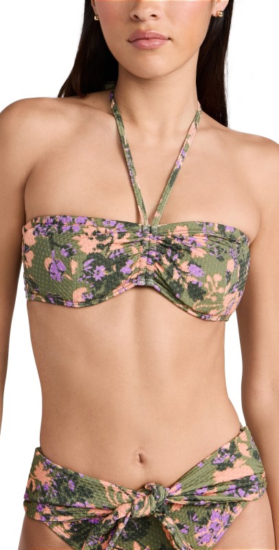 Shoshannainched Bandeau Bikini Top Olive/Lavender