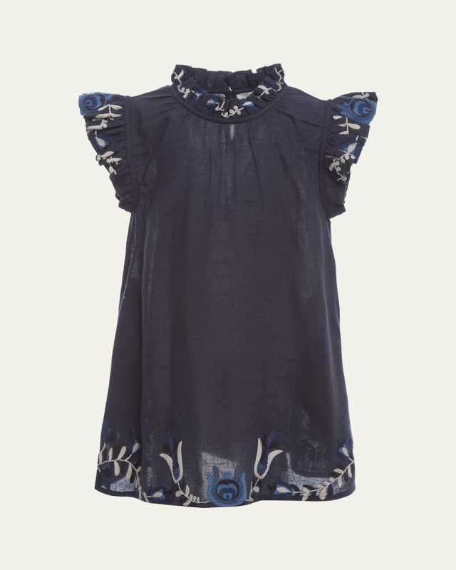 Girl's Inga Floral Embroidered Tunic Dress, Size 4-
