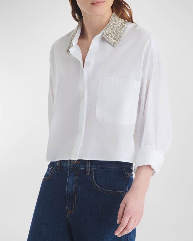 Soon To Be Ex Crystal Collar Cotton Shirt