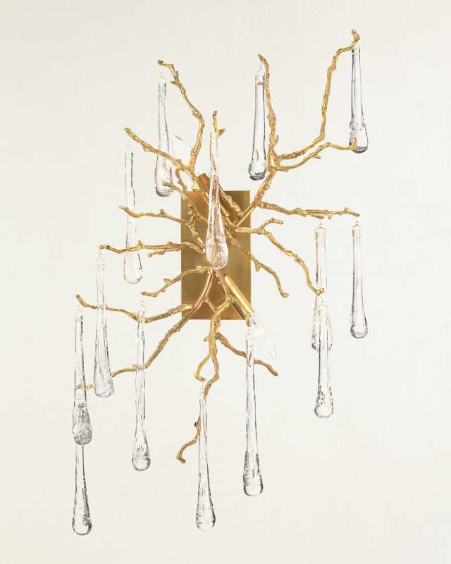 Brass & Glass Teardrop Two-Light Wall Sconce