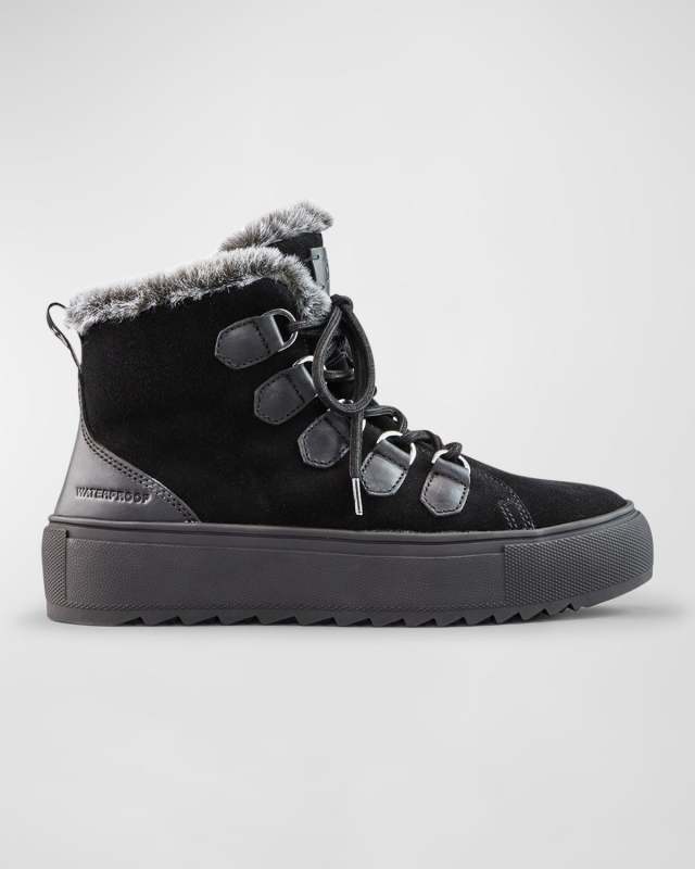 Avril Suede Faux Fur Lace-Up Booties