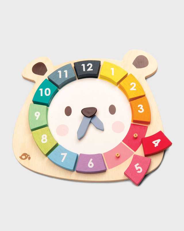 Kid's Tender Leaf Wooden Bear Colors Clock