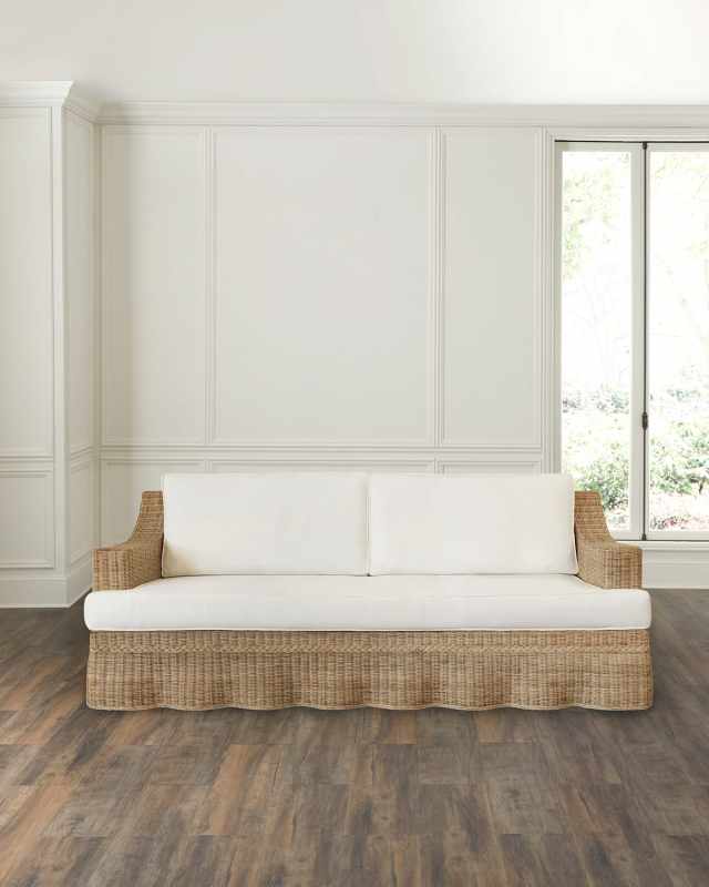 Daphne Rattan Sofa, 85"