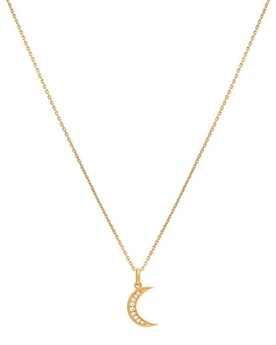 14k Diamond Moon Pendant Necklace