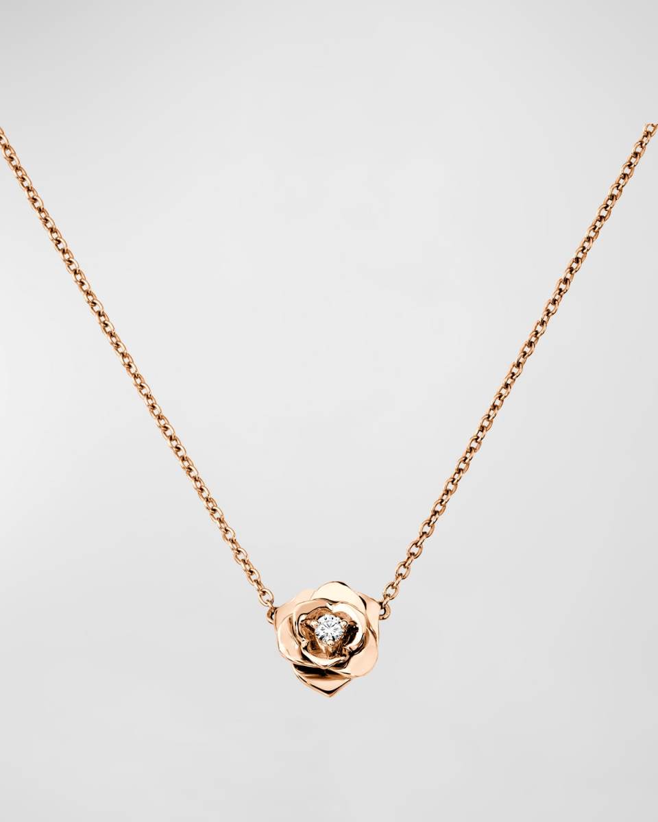 Rose Gold Rose Diamond Necklace