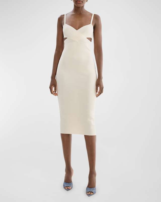 Lida Crossover Cutout Knit Midi Dress