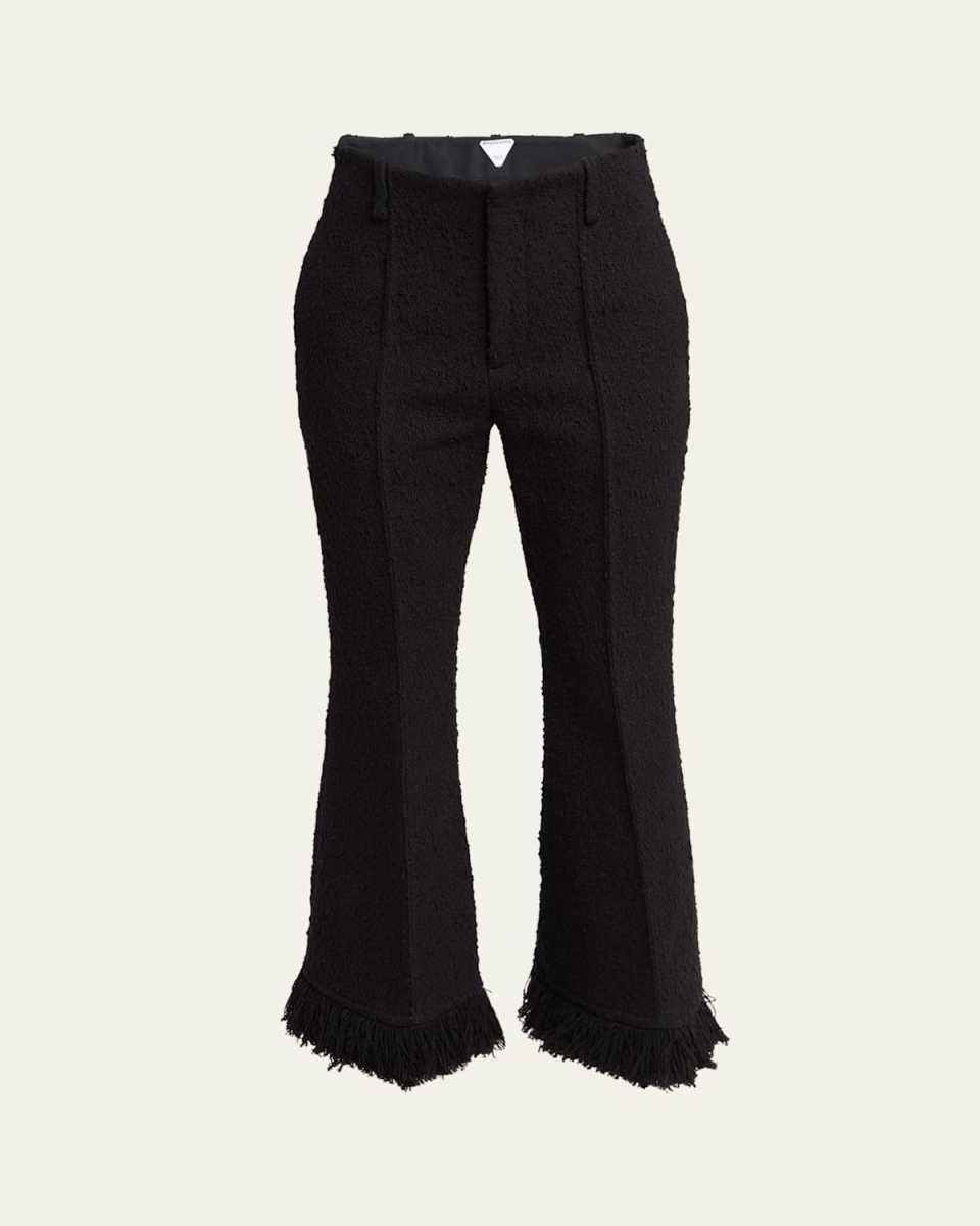 Cotton Knotted Tweed Kick Fringe Trousers