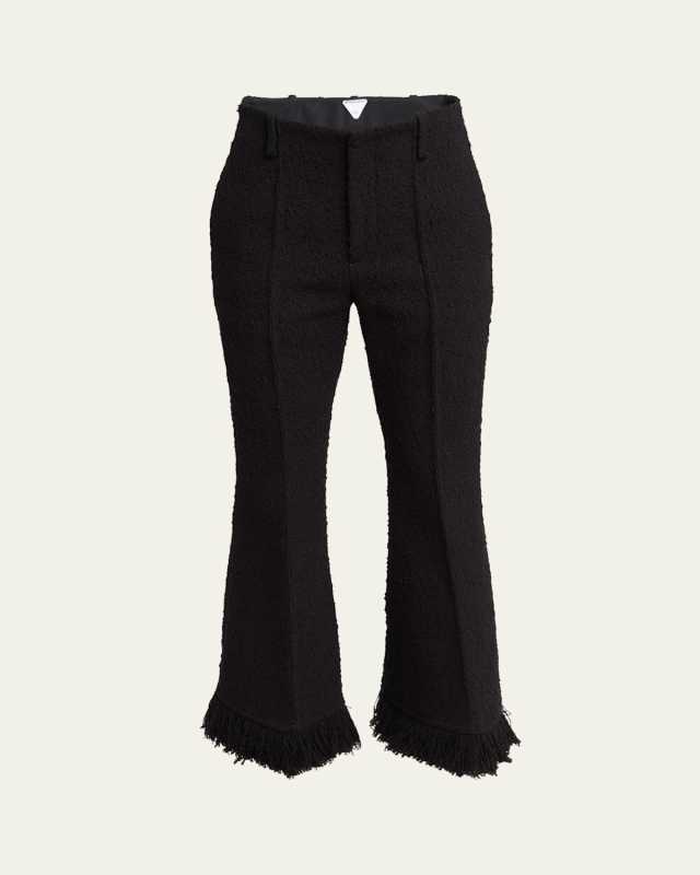Cotton Knotted Tweed Kick Fringe Trousers
