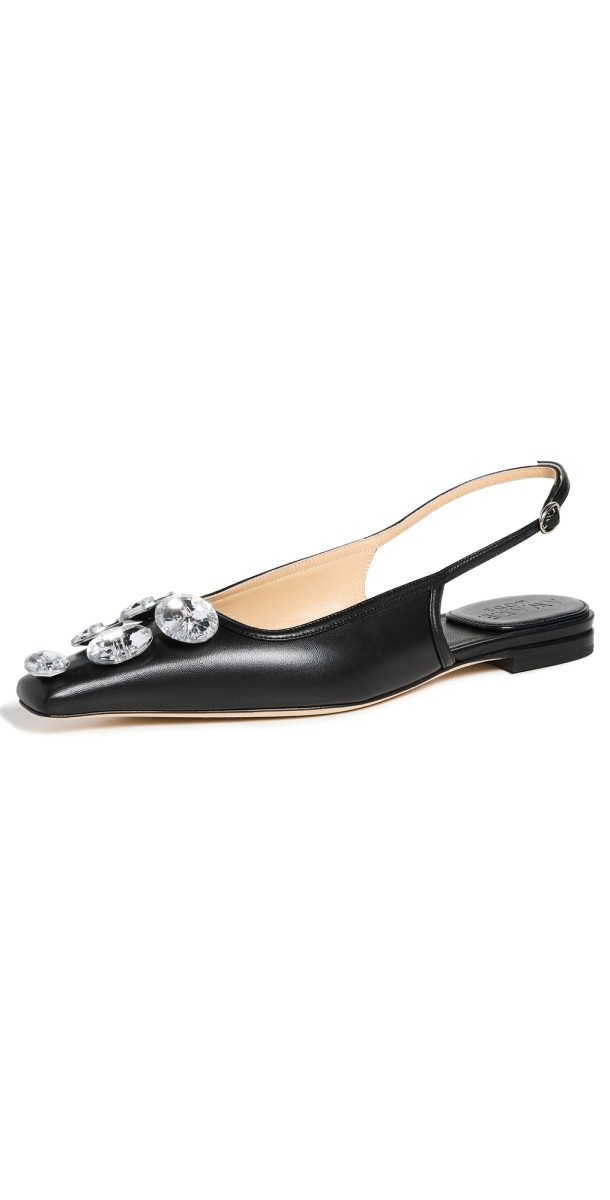 A. W.A. K.E. MODE Amanda Crystal Flats Black Crystal