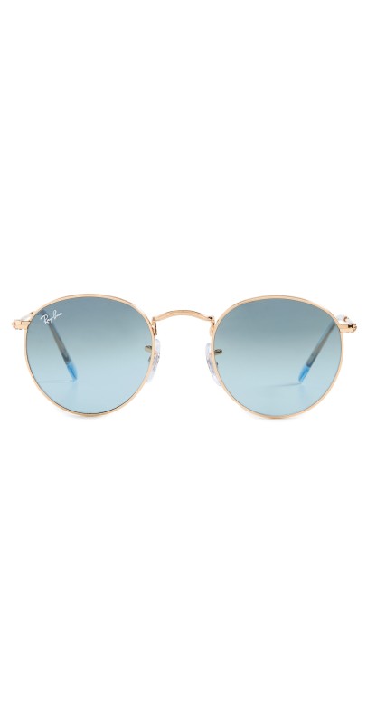 Ray-Ban 0RB3447 Round Metal Sunglasses Gold/Blue Gradient Grey