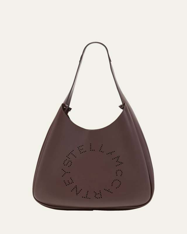 Large Logo Vegan Leather Hobo Bag