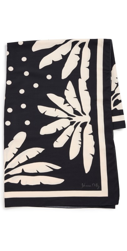 Johanna Ortiz Viscose Silk Shawl Black/Ecru