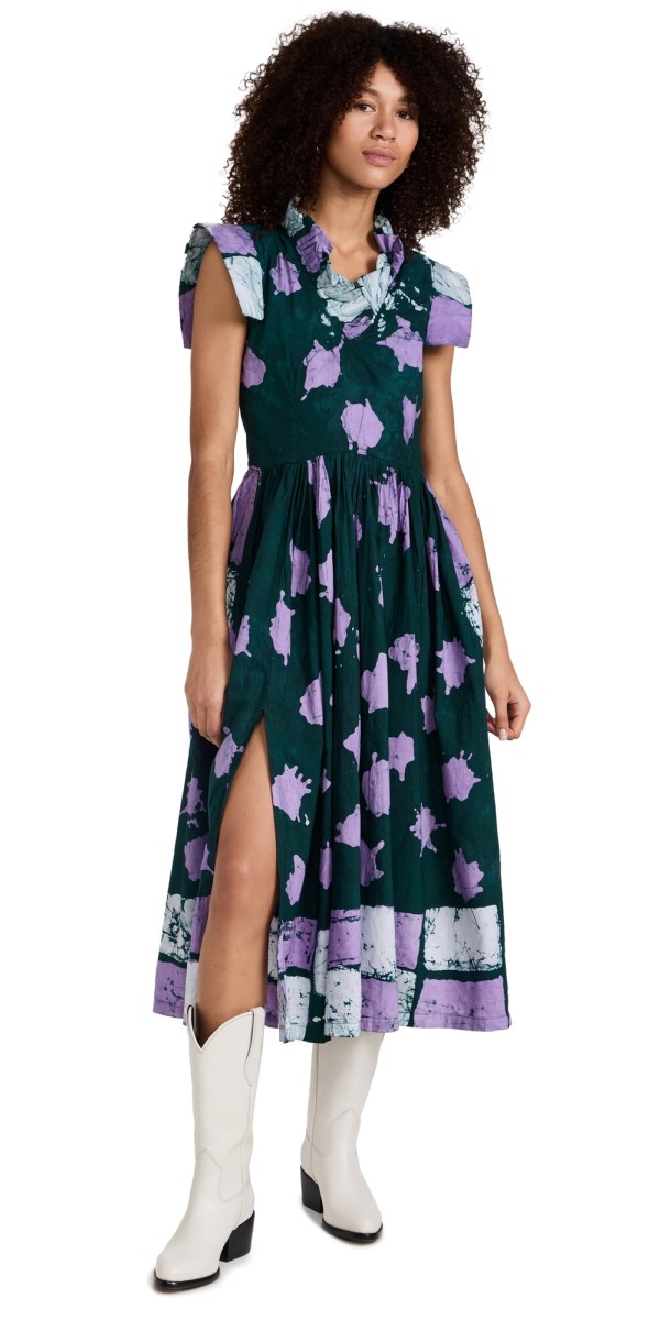 Busayo Jide Dress White Lilac and Green