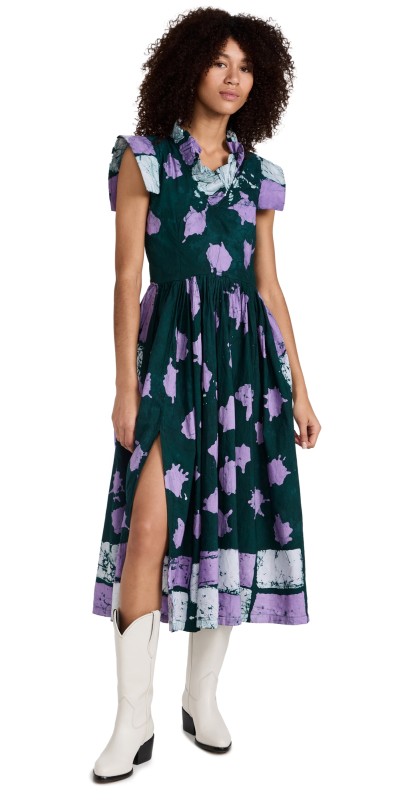 Busayo Jide Dress White Lilac and Green