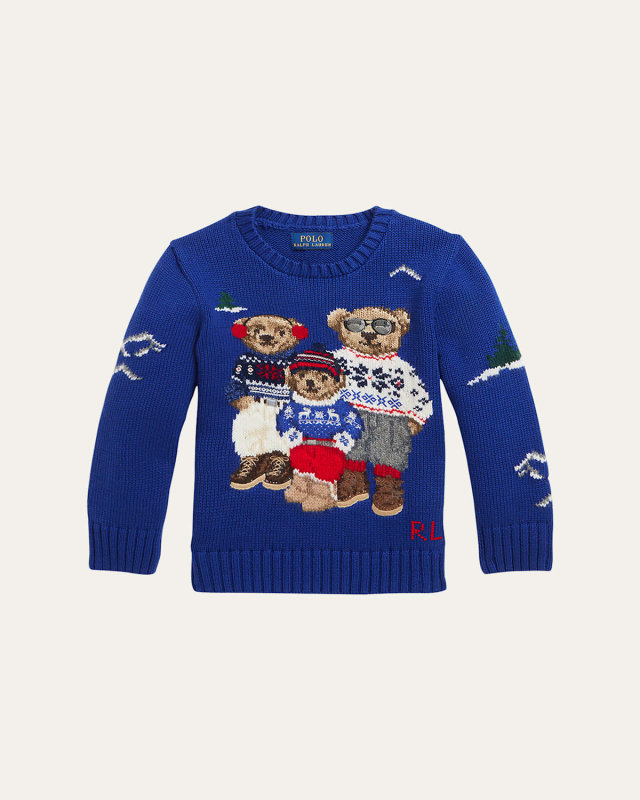 Boy's Polo Bear Intarsia Sweater, Size S-XL
