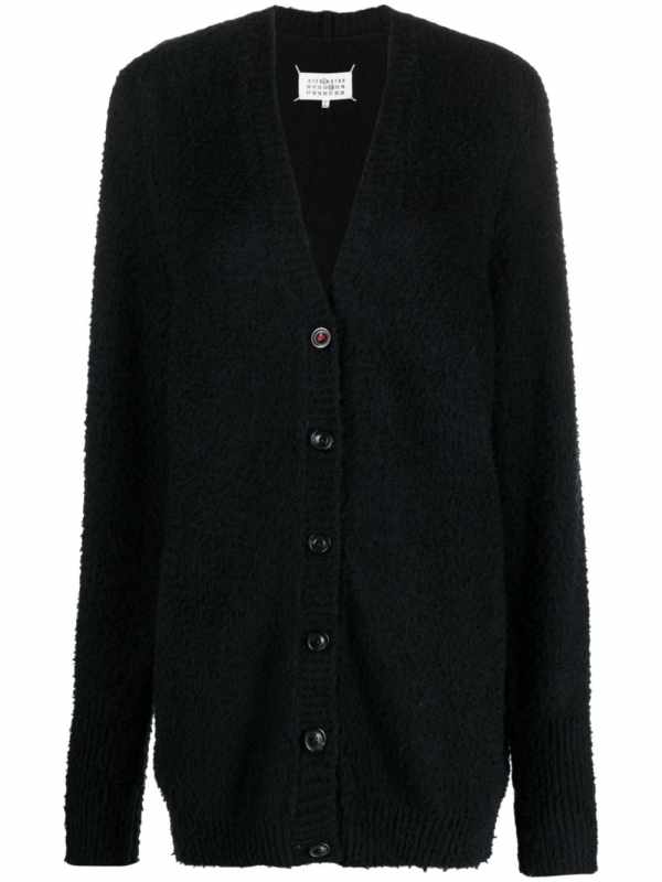 Piled V-neck cardigan