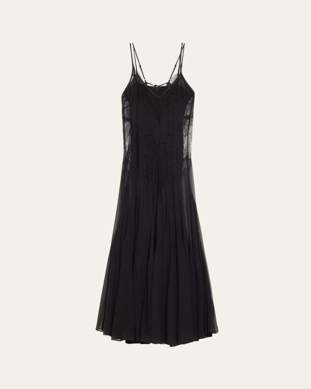 Eugenia Long Lace Paneled Gown