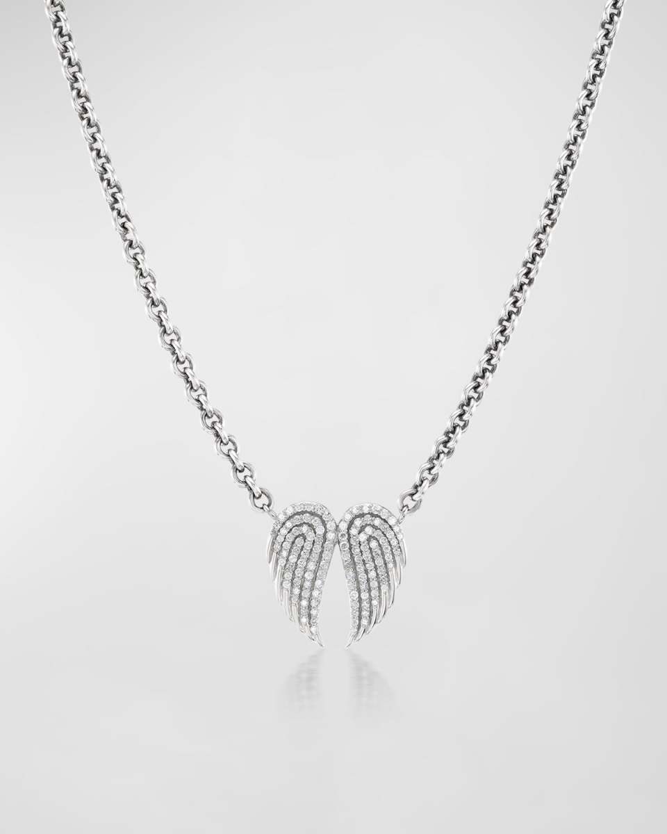 Pave Diamond Angel Wing Chain Necklace