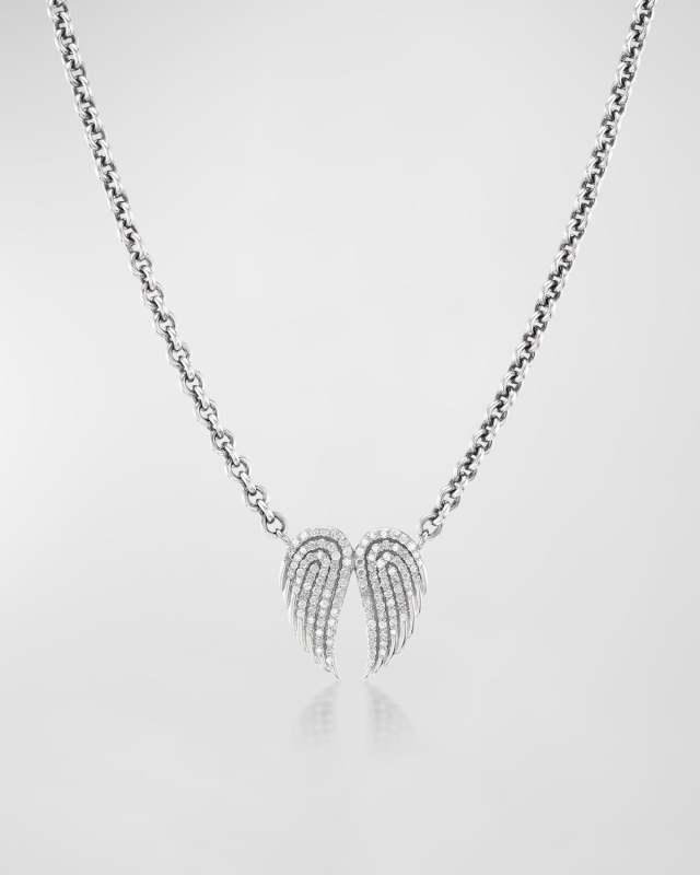 Pave Diamond Angel Wing Chain Necklace