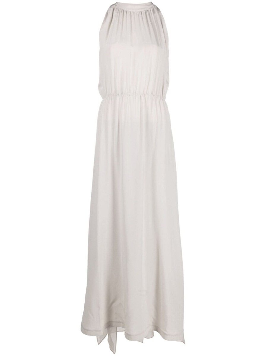 cape-detail silk gown