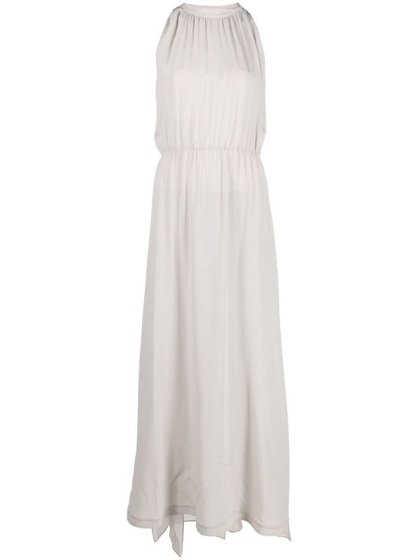 cape-detail silk gown