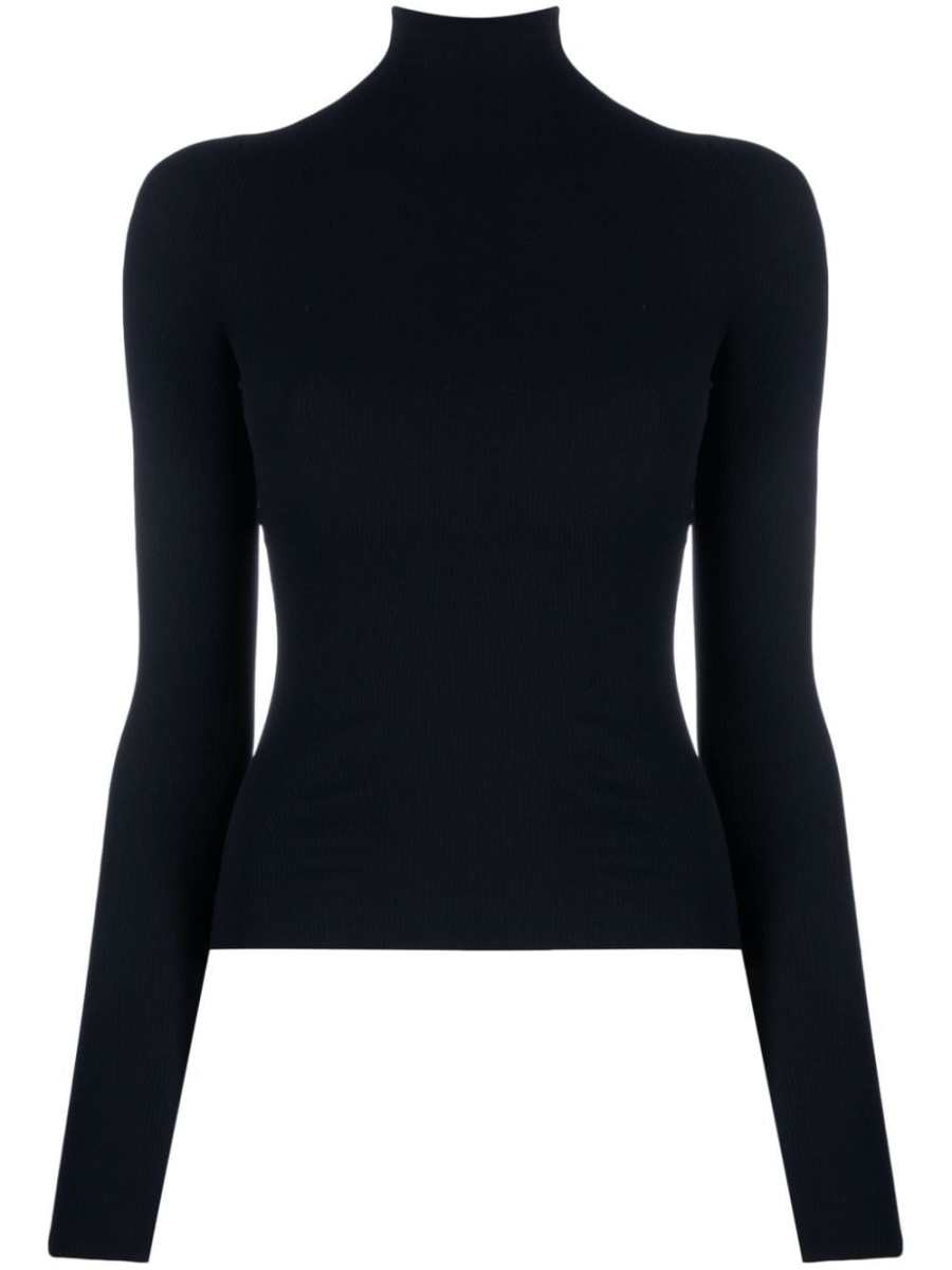 ribbed-knit roll-neck jumper