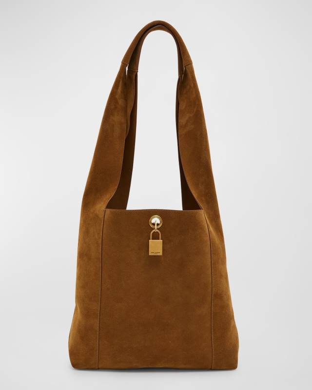 Lock Suede Hobo Bag