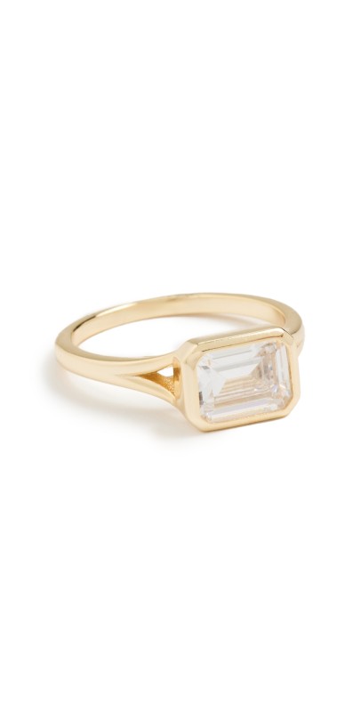SHASHI Emerald Baguette Ring Gold