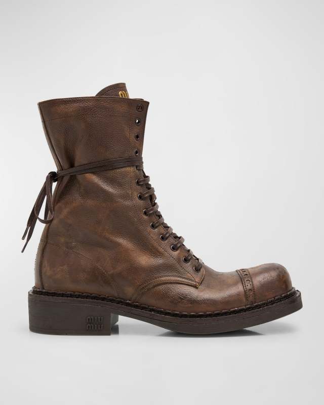 Calfskin Cap-Toe Combat Boots