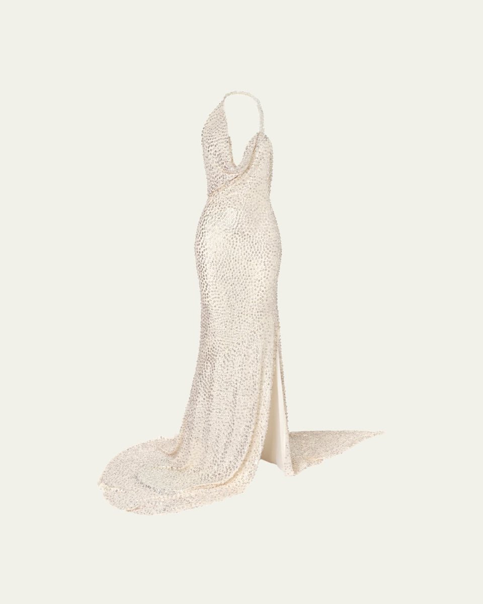 Desires Sequined Halter Gown