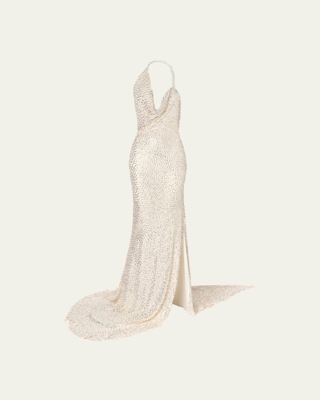 Desires Sequined Halter Gown