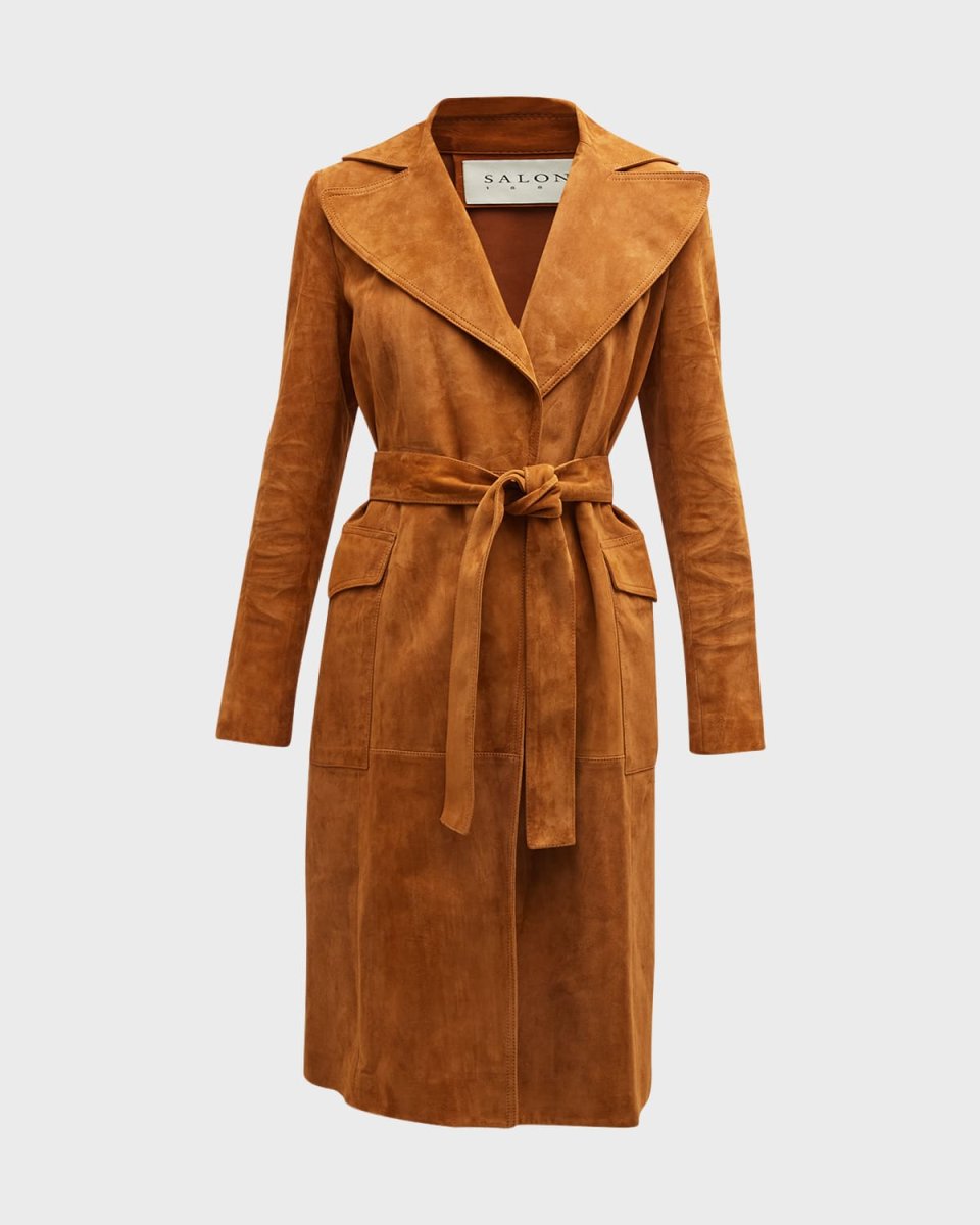 Ry Belted Suede Wrap Coat