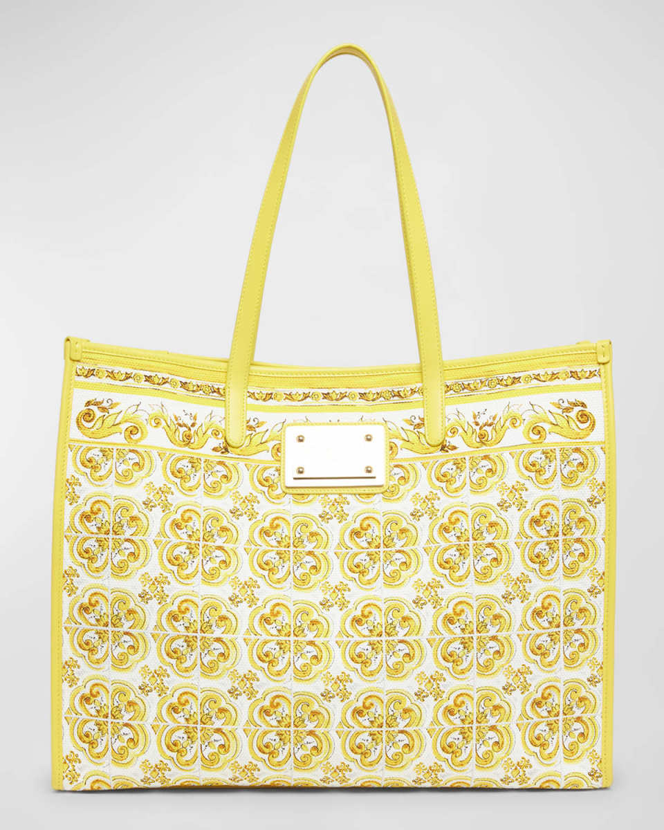 Majolica-Print Canvas Tote Bag