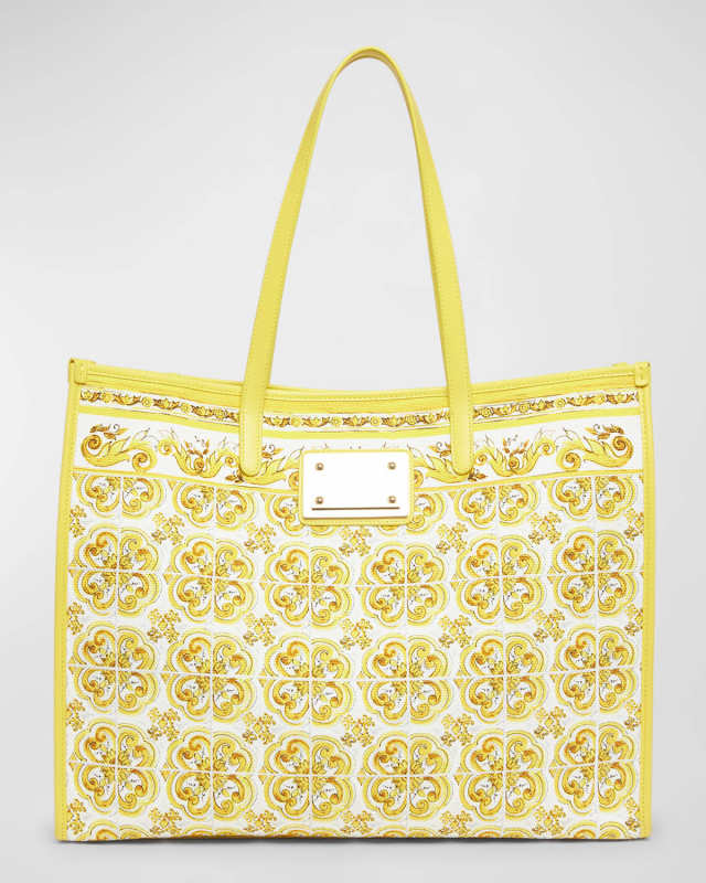 Majolica-Print Canvas Tote Bag