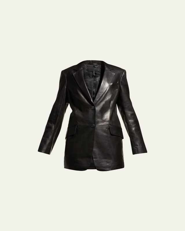 Charles Lambskin Leather Blazer