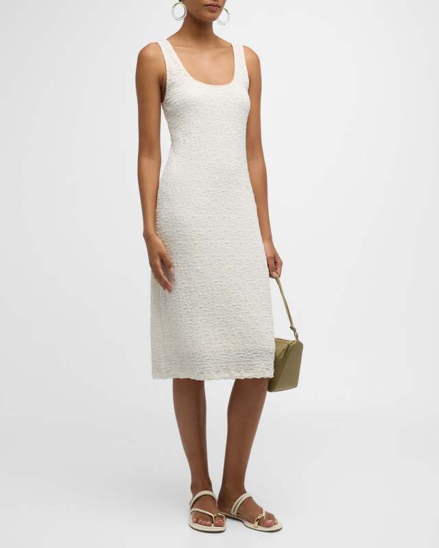 Square-Neck Textured Midi Tank Dress