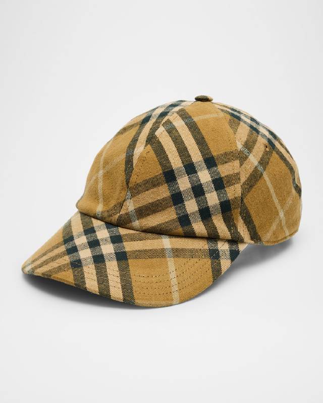 Vintage Check-Print Cotton Baseball Cap