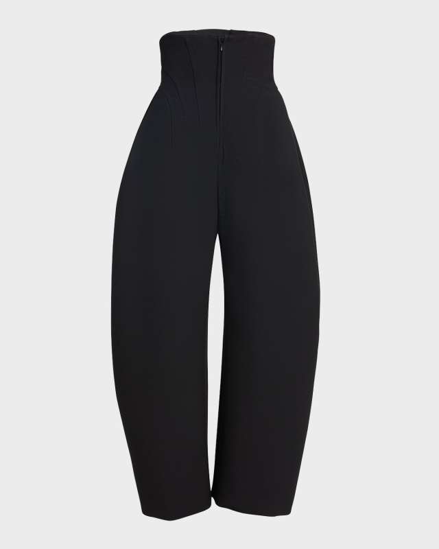 High-Rise Arched Wide-Leg Corset Trousers