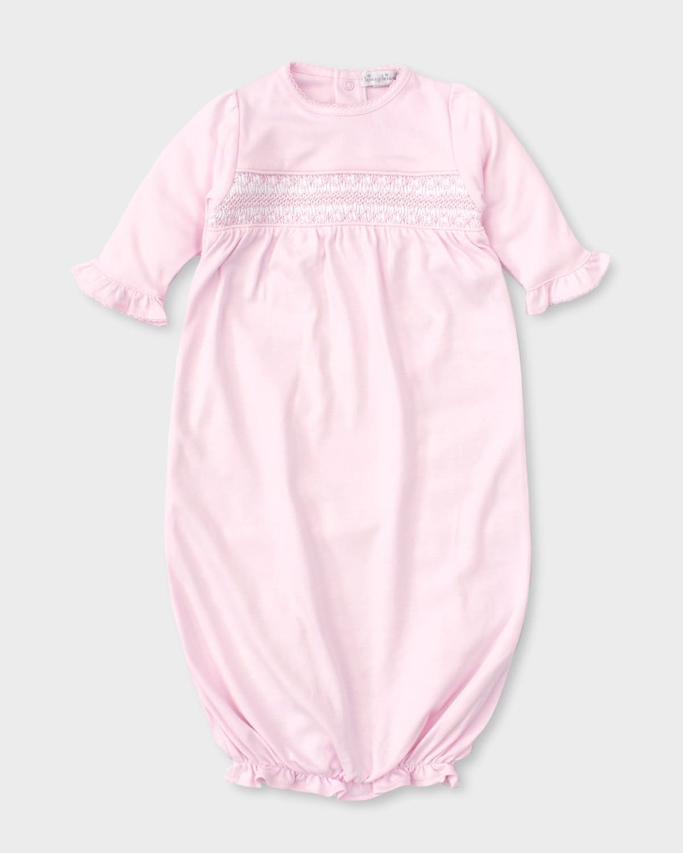 Girl's Hand-Smocked Ruffle Gown, Size Newborn
