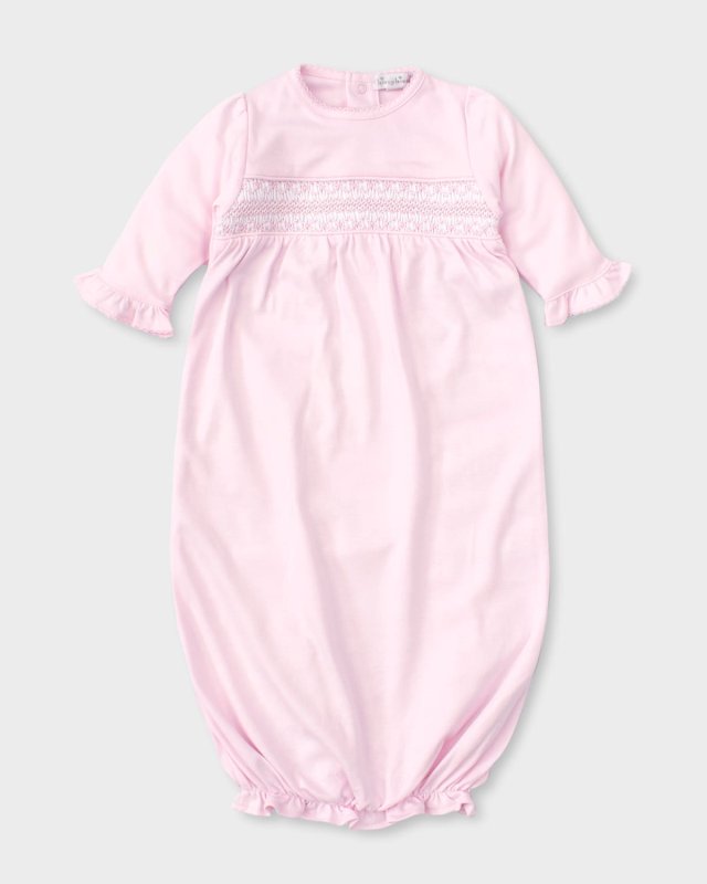 Girl's Hand-Smocked Ruffle Gown, Size Newborn