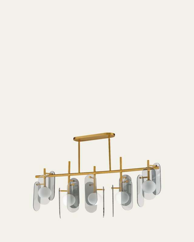Megalith Glass Mirror Smoke 47" 5-Light Linear Chandelier