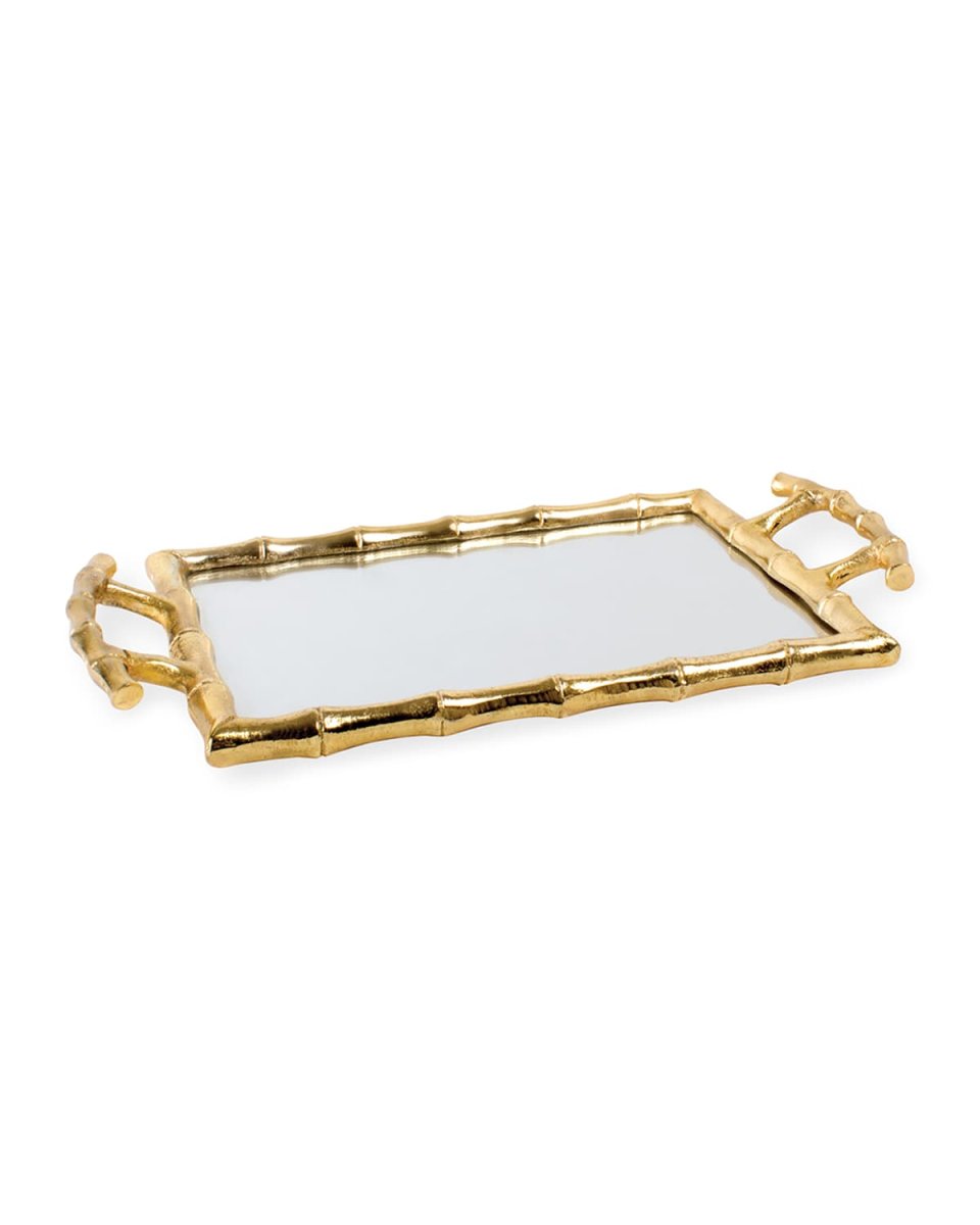 Gold Bamboo Mirrored Vanity Tray