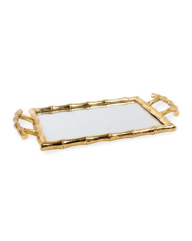 Gold Bamboo Mirrored Vanity Tray